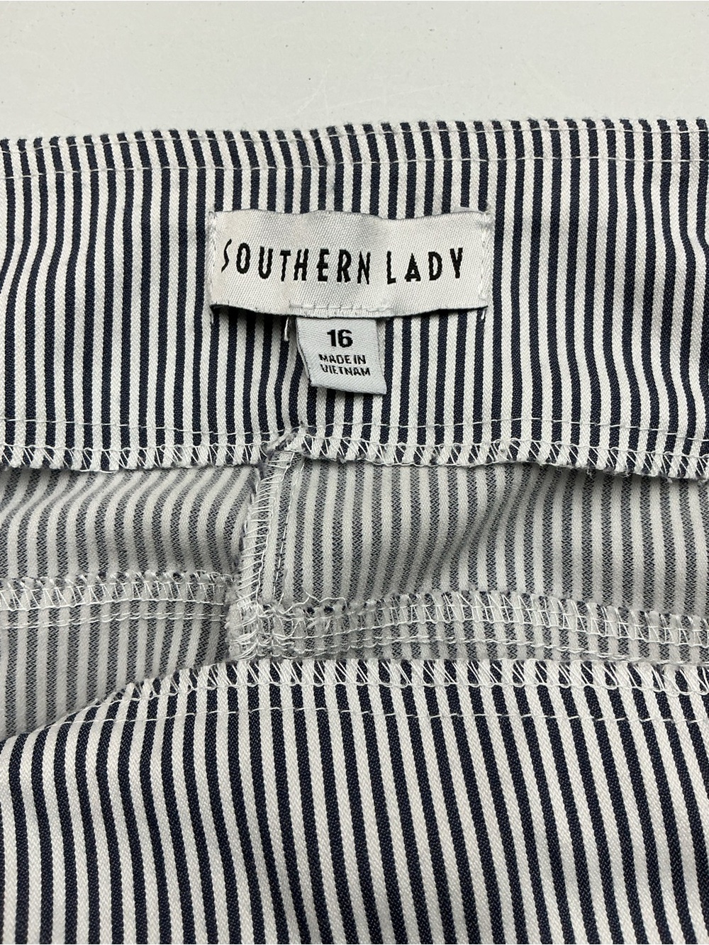 Southern Lady Navy and White Striped Pants